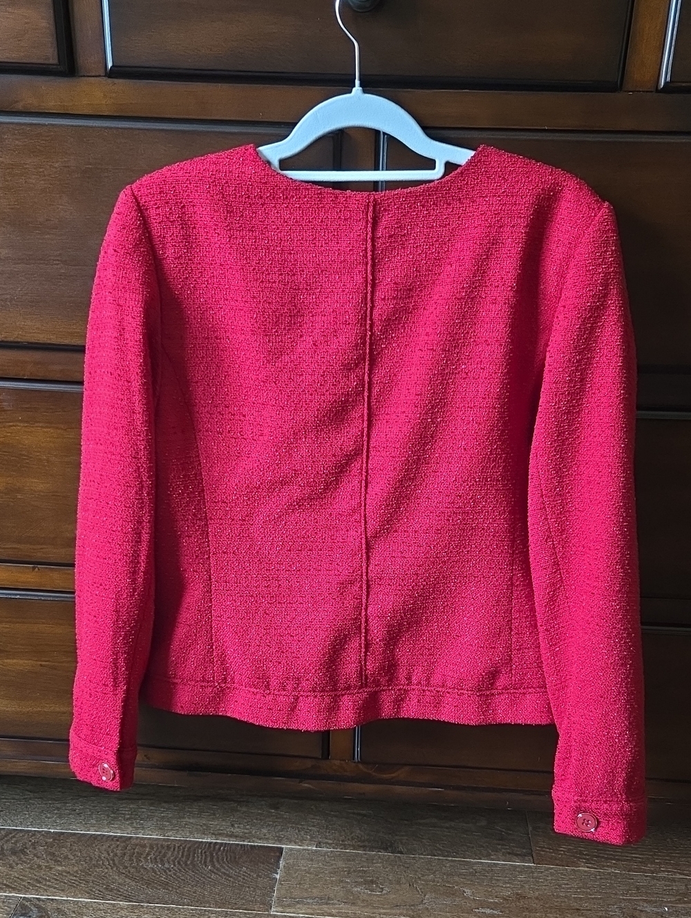 Classy Liz‎ Claiborne Size 14 Boucle Red Button Front Blazer - Picture 4 of 8